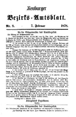 Neuburger Bezirks-Amtsblatt Donnerstag 7. Februar 1878