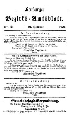 Neuburger Bezirks-Amtsblatt Donnerstag 21. Februar 1878