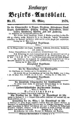 Neuburger Bezirks-Amtsblatt Donnerstag 21. März 1878