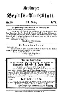 Neuburger Bezirks-Amtsblatt Freitag 29. März 1878