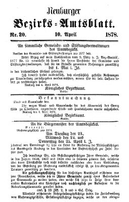 Neuburger Bezirks-Amtsblatt Mittwoch 10. April 1878