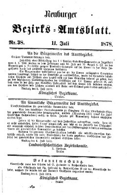 Neuburger Bezirks-Amtsblatt Donnerstag 11. Juli 1878