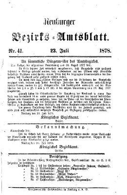 Neuburger Bezirks-Amtsblatt Dienstag 23. Juli 1878