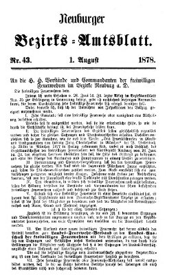 Neuburger Bezirks-Amtsblatt Donnerstag 1. August 1878