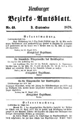 Neuburger Bezirks-Amtsblatt Dienstag 3. September 1878