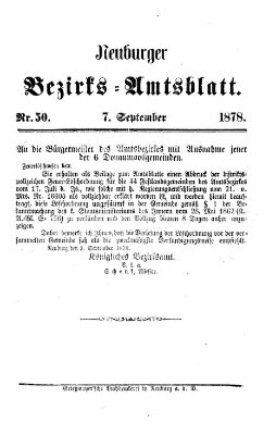 Neuburger Bezirks-Amtsblatt Samstag 7. September 1878