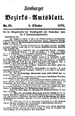 Neuburger Bezirks-Amtsblatt Dienstag 8. Oktober 1878