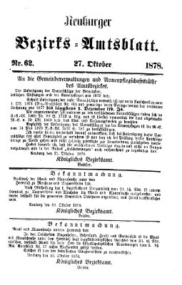 Neuburger Bezirks-Amtsblatt Sonntag 27. Oktober 1878