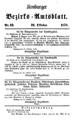 Neuburger Bezirks-Amtsblatt Dienstag 29. Oktober 1878