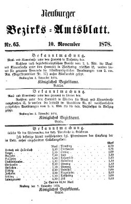 Neuburger Bezirks-Amtsblatt Sonntag 10. November 1878