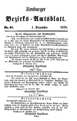 Neuburger Bezirks-Amtsblatt Sonntag 1. Dezember 1878