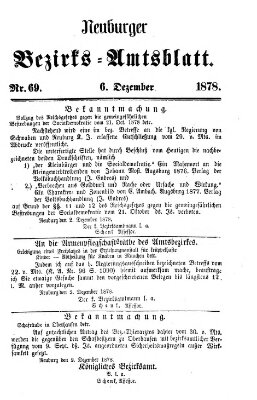 Neuburger Bezirks-Amtsblatt Freitag 6. Dezember 1878