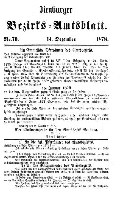 Neuburger Bezirks-Amtsblatt Samstag 14. Dezember 1878