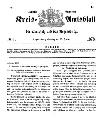 Königlich-bayerisches Kreis-Amtsblatt der Oberpfalz und von Regensburg (Königlich bayerisches Intelligenzblatt für die Oberpfalz und von Regensburg) Samstag 26. Januar 1878