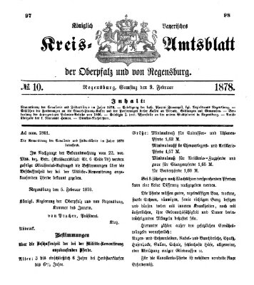 Königlich-bayerisches Kreis-Amtsblatt der Oberpfalz und von Regensburg (Königlich bayerisches Intelligenzblatt für die Oberpfalz und von Regensburg) Samstag 9. Februar 1878