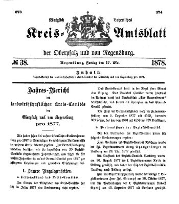 Königlich-bayerisches Kreis-Amtsblatt der Oberpfalz und von Regensburg (Königlich bayerisches Intelligenzblatt für die Oberpfalz und von Regensburg) Freitag 17. Mai 1878