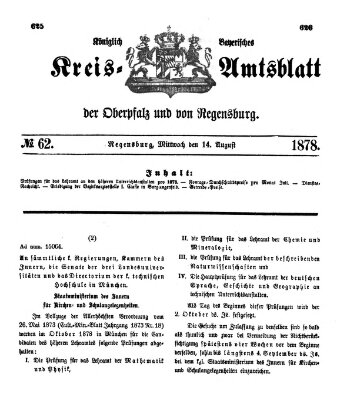 Königlich-bayerisches Kreis-Amtsblatt der Oberpfalz und von Regensburg (Königlich bayerisches Intelligenzblatt für die Oberpfalz und von Regensburg) Mittwoch 14. August 1878