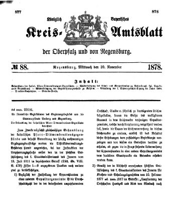 Königlich-bayerisches Kreis-Amtsblatt der Oberpfalz und von Regensburg (Königlich bayerisches Intelligenzblatt für die Oberpfalz und von Regensburg) Mittwoch 20. November 1878