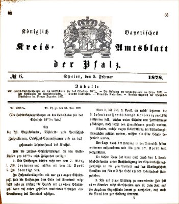 Königlich-bayerisches Kreis-Amtsblatt der Pfalz (Königlich bayerisches Amts- und Intelligenzblatt für die Pfalz) Dienstag 5. Februar 1878