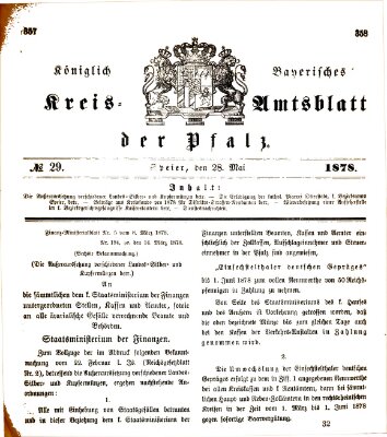 Königlich-bayerisches Kreis-Amtsblatt der Pfalz (Königlich bayerisches Amts- und Intelligenzblatt für die Pfalz) Dienstag 28. Mai 1878