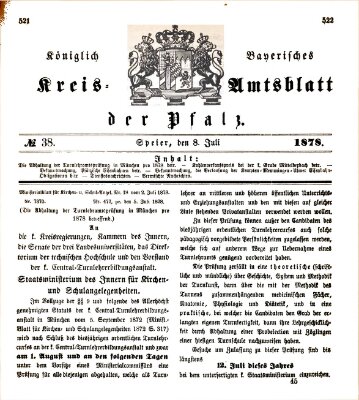 Königlich-bayerisches Kreis-Amtsblatt der Pfalz (Königlich bayerisches Amts- und Intelligenzblatt für die Pfalz) Montag 8. Juli 1878