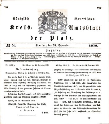 Königlich-bayerisches Kreis-Amtsblatt der Pfalz (Königlich bayerisches Amts- und Intelligenzblatt für die Pfalz) Samstag 28. September 1878