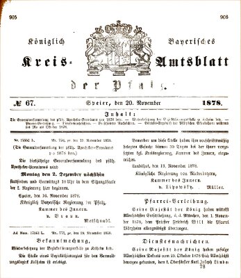 Königlich-bayerisches Kreis-Amtsblatt der Pfalz (Königlich bayerisches Amts- und Intelligenzblatt für die Pfalz) Mittwoch 20. November 1878