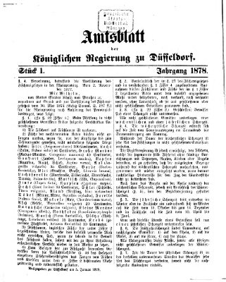 Amtsblatt für den Regierungsbezirk Düsseldorf Samstag 5. Januar 1878