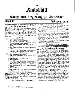 Amtsblatt für den Regierungsbezirk Düsseldorf Samstag 12. Januar 1878