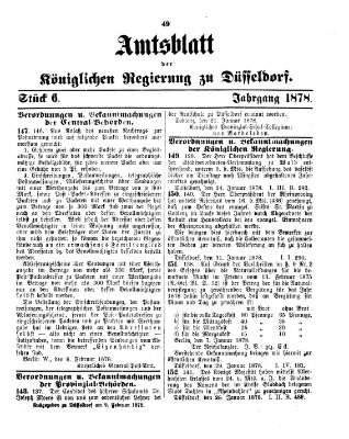 Amtsblatt für den Regierungsbezirk Düsseldorf Samstag 9. Februar 1878