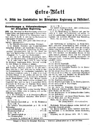 Amtsblatt für den Regierungsbezirk Düsseldorf Mittwoch 27. Februar 1878