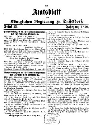 Amtsblatt für den Regierungsbezirk Düsseldorf Samstag 23. März 1878