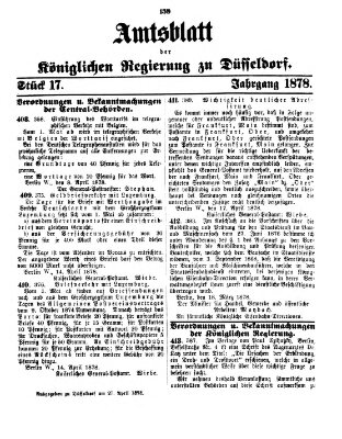 Amtsblatt für den Regierungsbezirk Düsseldorf Samstag 27. April 1878