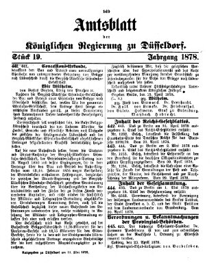 Amtsblatt für den Regierungsbezirk Düsseldorf Samstag 11. Mai 1878