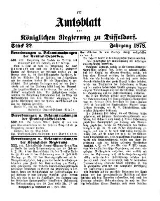 Amtsblatt für den Regierungsbezirk Düsseldorf Samstag 1. Juni 1878