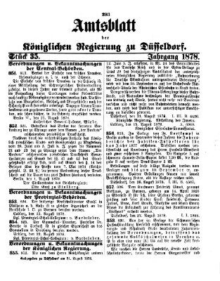 Amtsblatt für den Regierungsbezirk Düsseldorf Samstag 31. August 1878