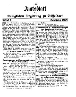 Amtsblatt für den Regierungsbezirk Düsseldorf Samstag 12. Oktober 1878