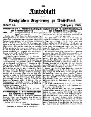 Amtsblatt für den Regierungsbezirk Düsseldorf Samstag 19. Oktober 1878