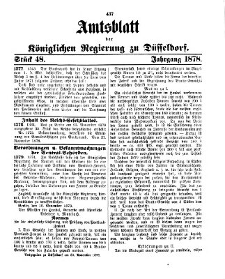 Amtsblatt für den Regierungsbezirk Düsseldorf Samstag 30. November 1878