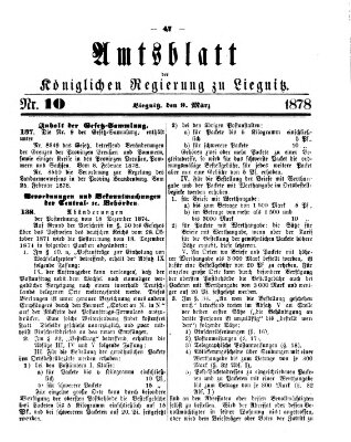 Amts-Blatt der Preußischen Regierung zu Liegnitz Samstag 9. März 1878