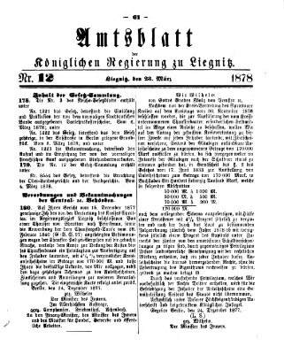 Amts-Blatt der Preußischen Regierung zu Liegnitz Samstag 23. März 1878