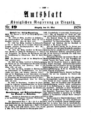 Amts-Blatt der Preußischen Regierung zu Liegnitz Samstag 11. Mai 1878