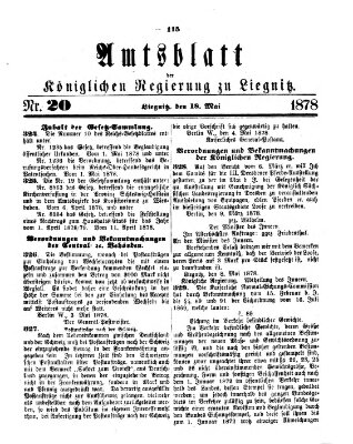 Amts-Blatt der Preußischen Regierung zu Liegnitz Samstag 18. Mai 1878