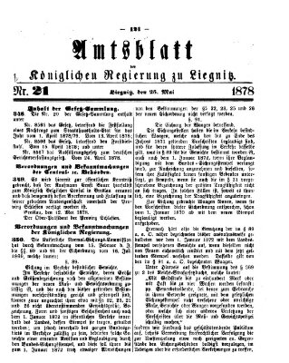 Amts-Blatt der Preußischen Regierung zu Liegnitz Samstag 25. Mai 1878