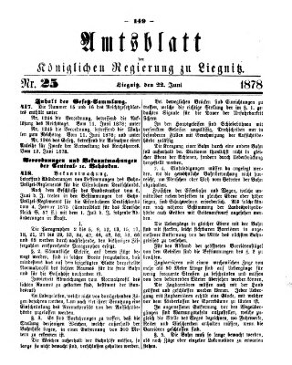 Amts-Blatt der Preußischen Regierung zu Liegnitz Samstag 22. Juni 1878