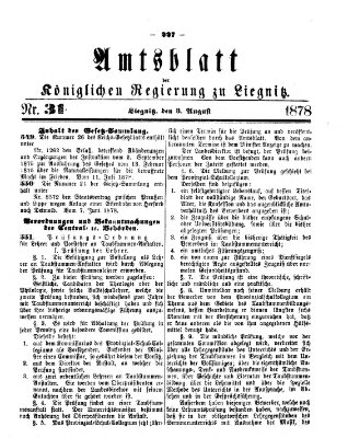 Amts-Blatt der Preußischen Regierung zu Liegnitz Samstag 3. August 1878