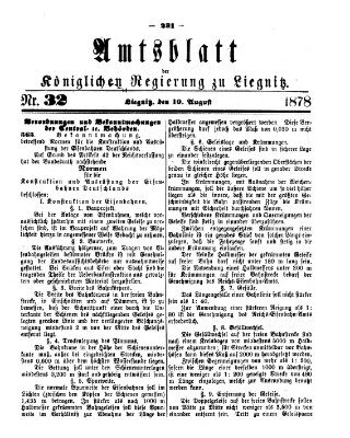 Amts-Blatt der Preußischen Regierung zu Liegnitz Samstag 10. August 1878