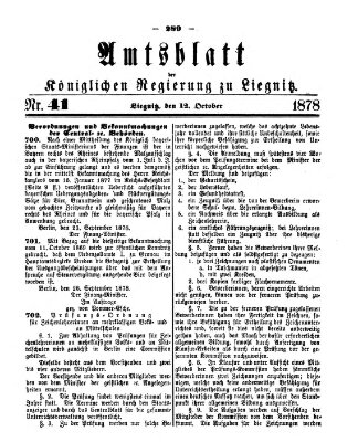 Amts-Blatt der Preußischen Regierung zu Liegnitz Samstag 12. Oktober 1878