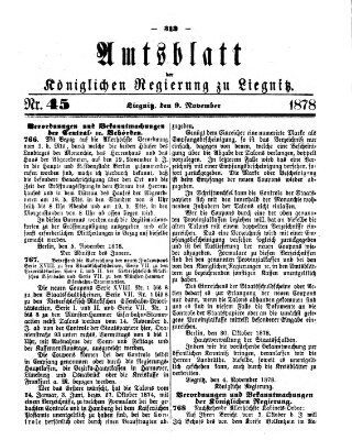 Amts-Blatt der Preußischen Regierung zu Liegnitz Samstag 9. November 1878