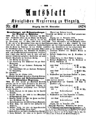 Amts-Blatt der Preußischen Regierung zu Liegnitz Samstag 23. November 1878